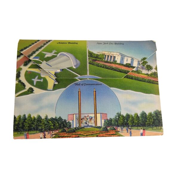 The New York World's Fair 1939 Fold-Out Linen Postcards Aviation Communications+ - Picture 2 of 11